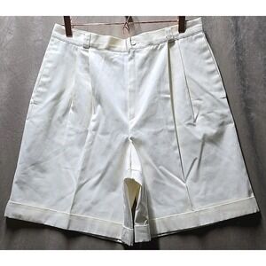 Vintage Casablanca Womens High-Waisted White‎ Pleated Shorts Size 16